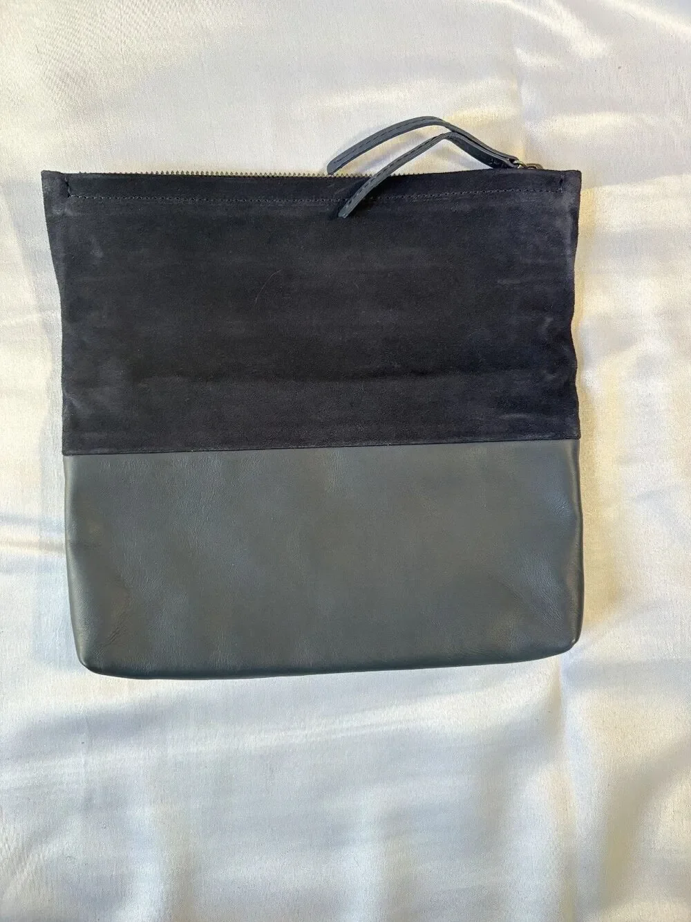 Shinola‎ Detroit Foldover Clutch Womens OS Navy Blue Excellent Leather Suede Zip
